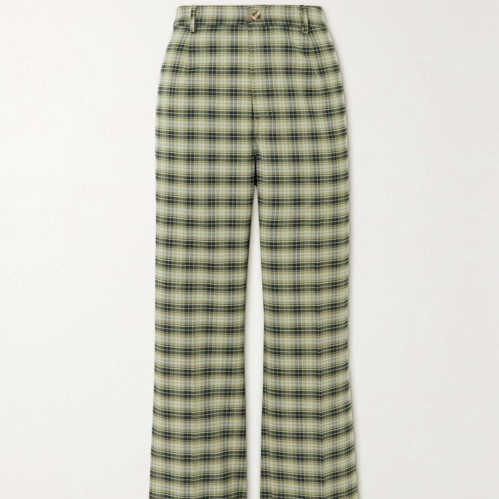Reformation Franklin Pant green plaid